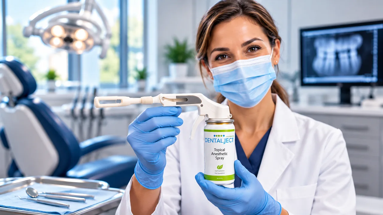 Dental professional holding the DentalJect product in a modern dental operatory